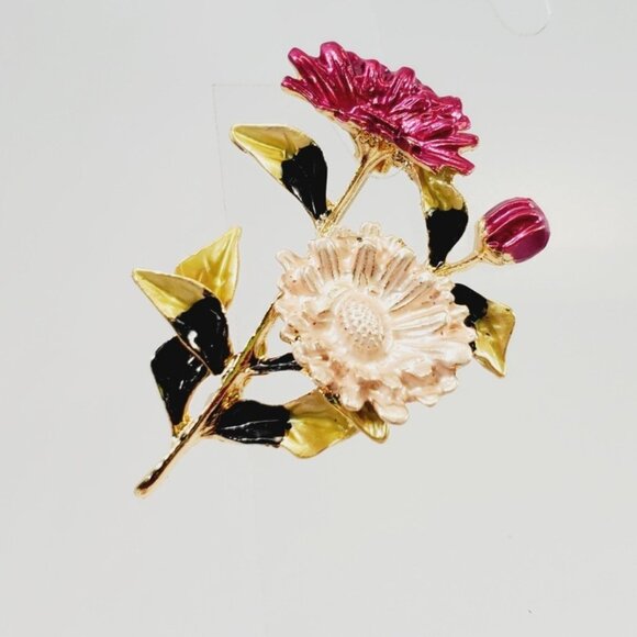 Enamel Flower Brooch - Picture 1 of 2
